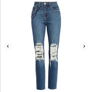 NWOT L'AGENCE Luna Chain Detail Ripped Skinny Jeans 28